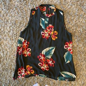 LOFT Floral Top Blouse With Cutout